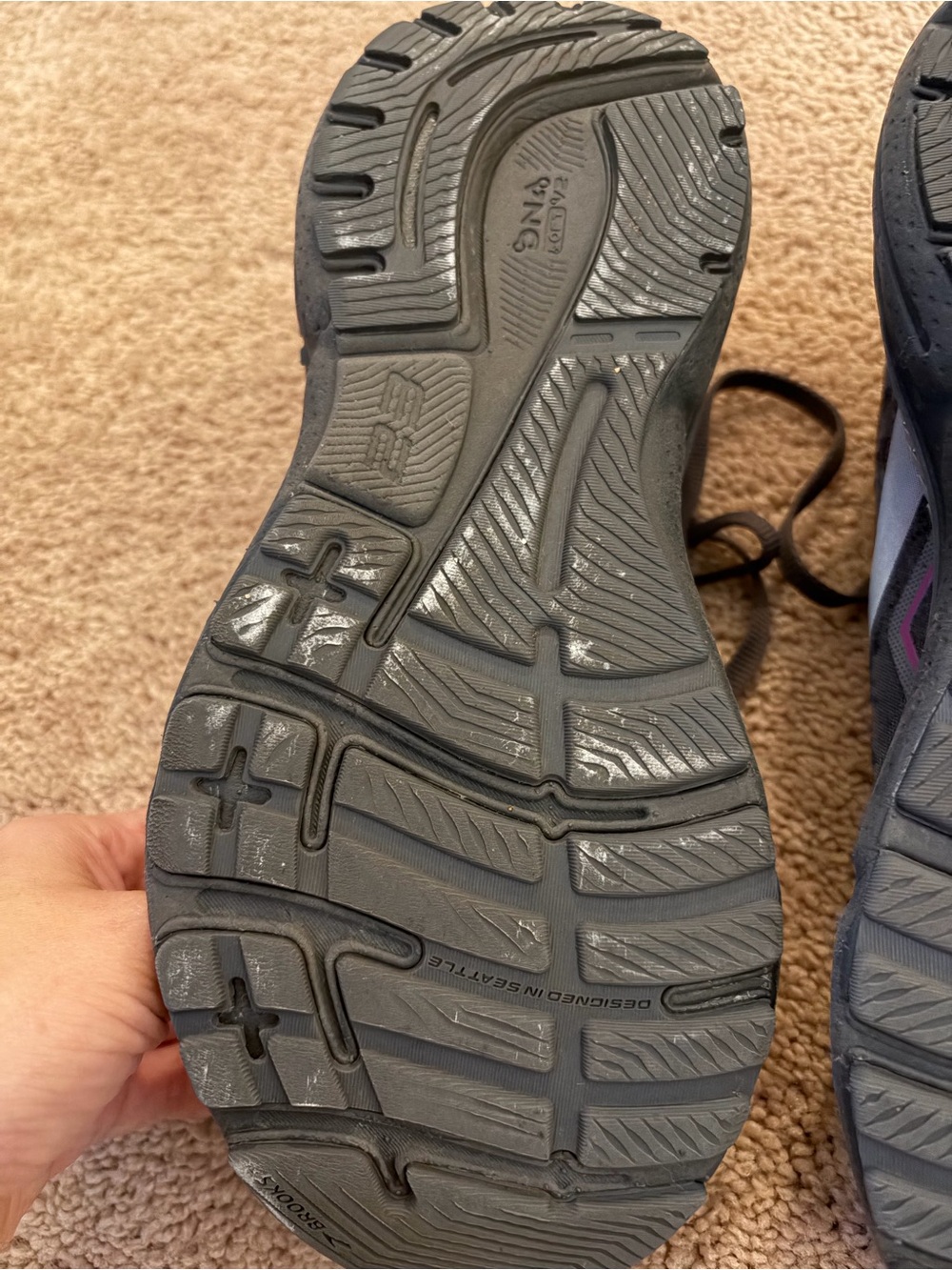 Brooks Women's Black and Gray Running Sneakers with Pink Accents - Picture 5 of 6